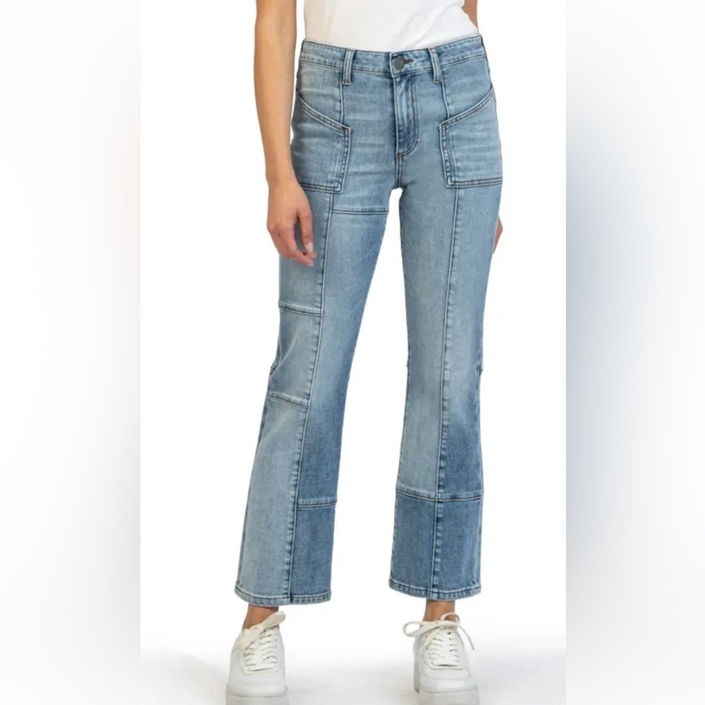 KUT FROM THE KLOTH KELSEY HIGH WAIST PANELED ANKLE FLARE JEANS
